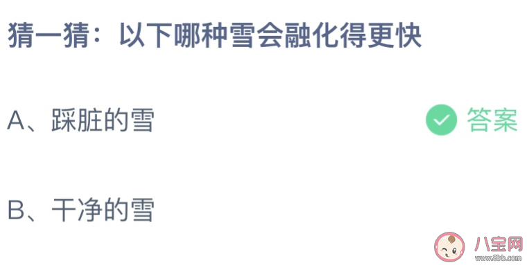 以下哪种雪会融化得更快 蚂蚁庄园12月6日答案介绍