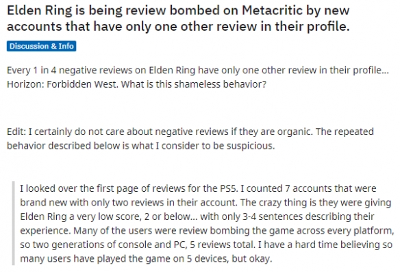 M站《艾尔登法环》遭恶意差评轰炸