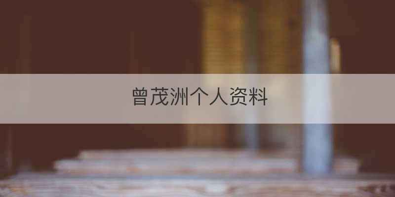 曾茂洲个人资料