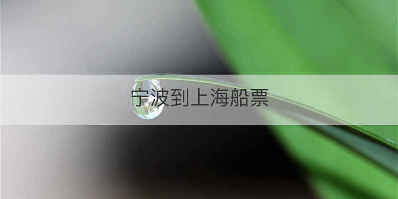 宁波到上海船票