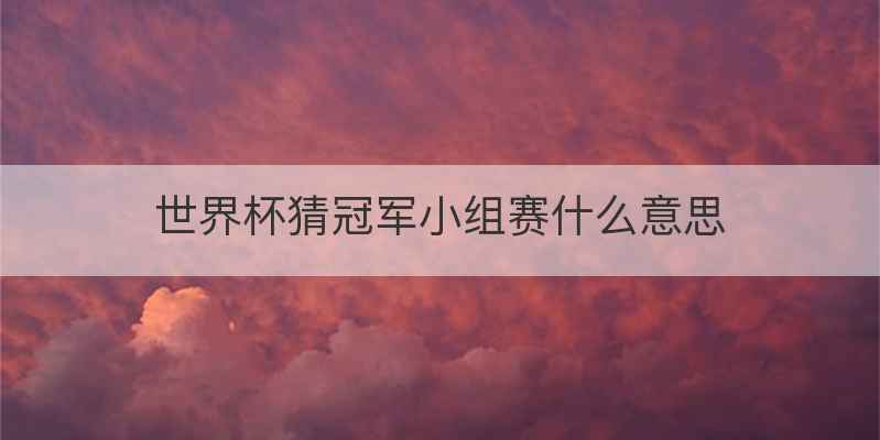 世界杯猜冠军小组赛什么意思