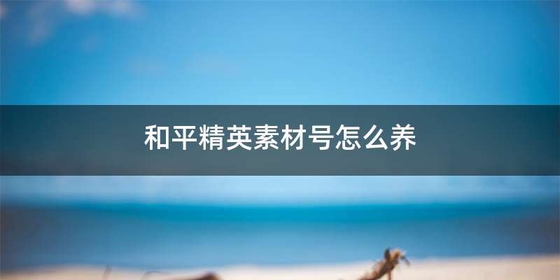 和平精英素材号怎么养