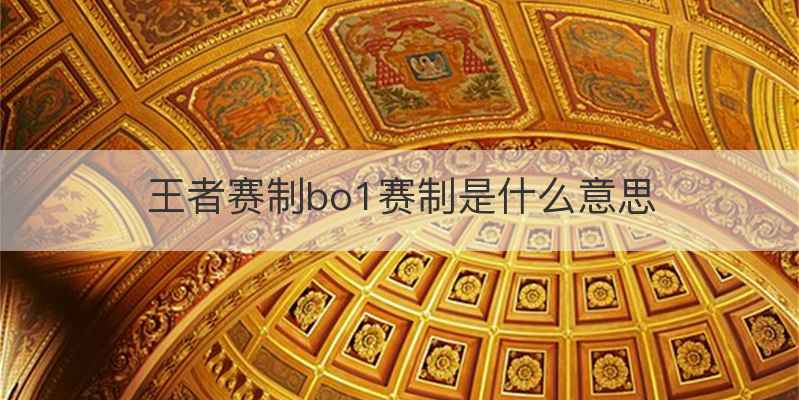 王者赛制bo1赛制是什么意思