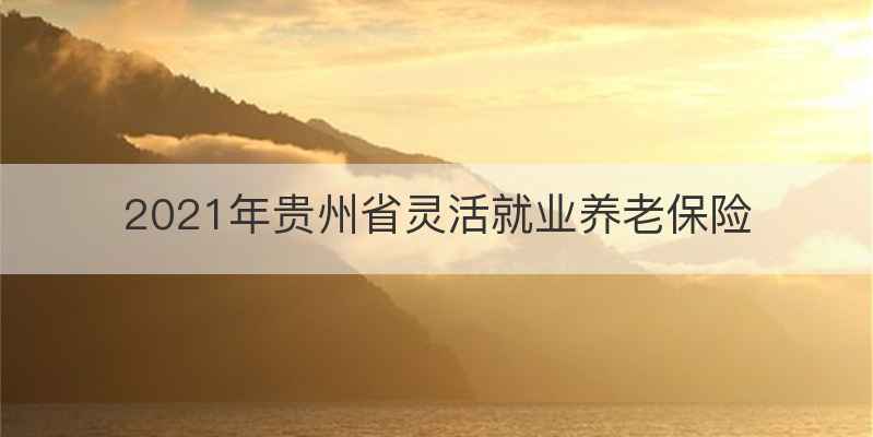 2021年贵州省灵活就业养老保险