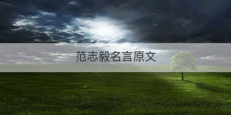 范志毅名言原文