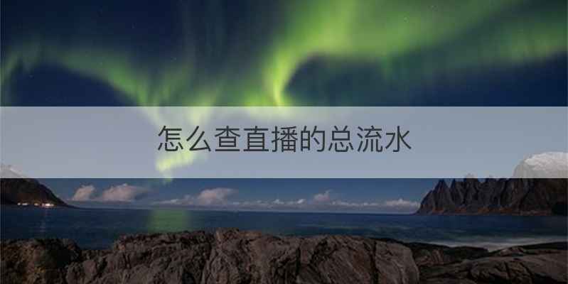 怎么查直播的总流水