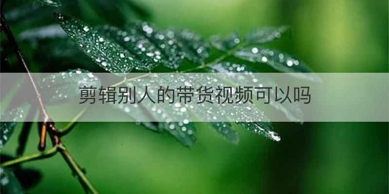 剪辑别人的带货视频可以吗