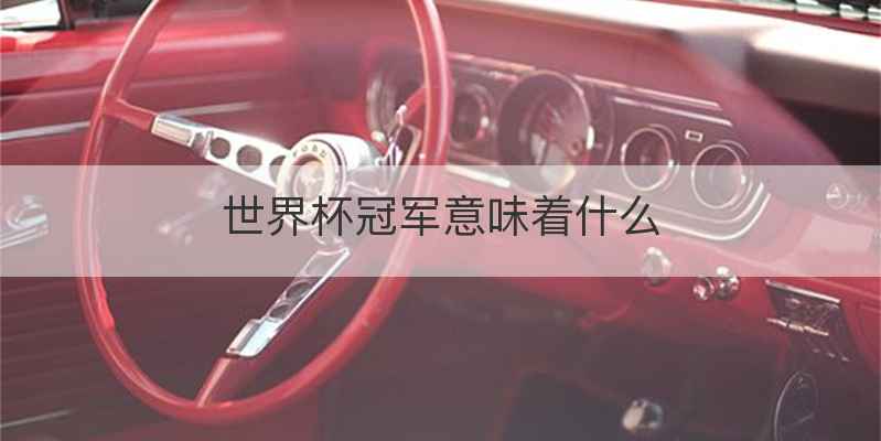世界杯冠军意味着什么