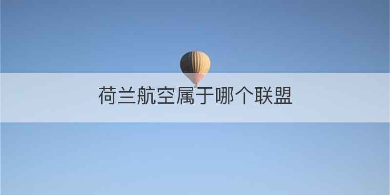 荷兰航空属于哪个联盟