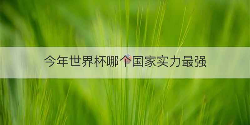 今年世界杯哪个国家实力最强