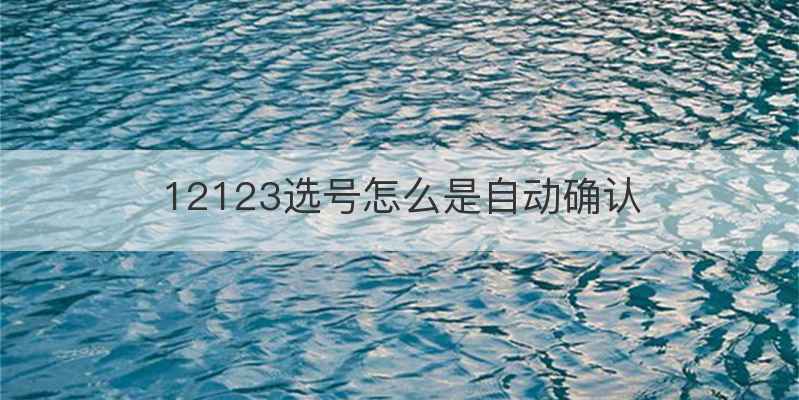 12123选号怎么是自动确认