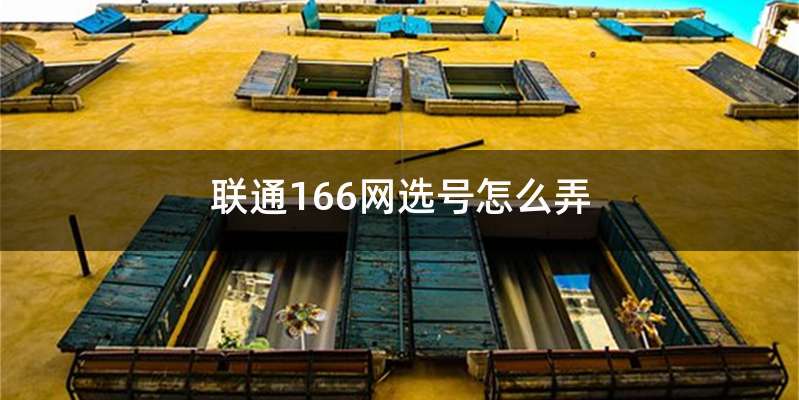 联通166网选号怎么弄