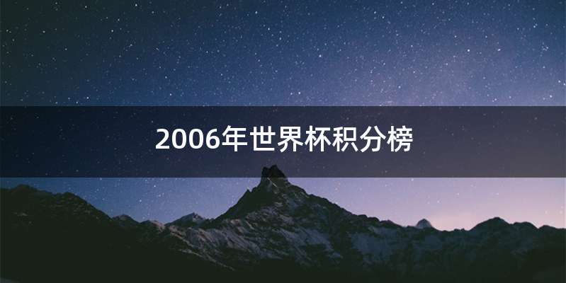 2006年世界杯积分榜