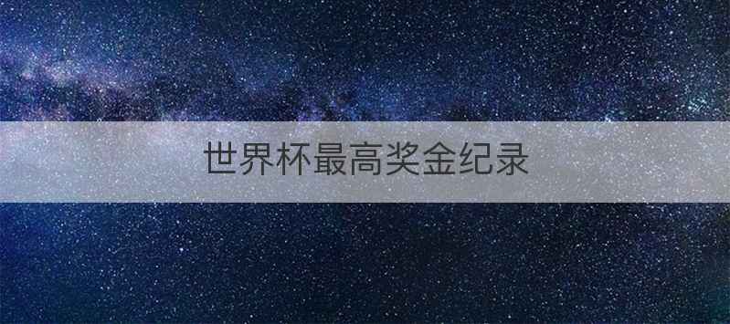 世界杯最高奖金纪录