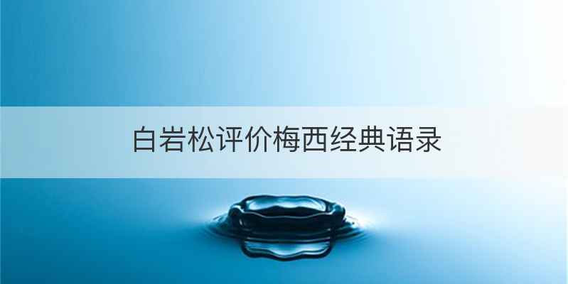 白岩松评价梅西经典语录