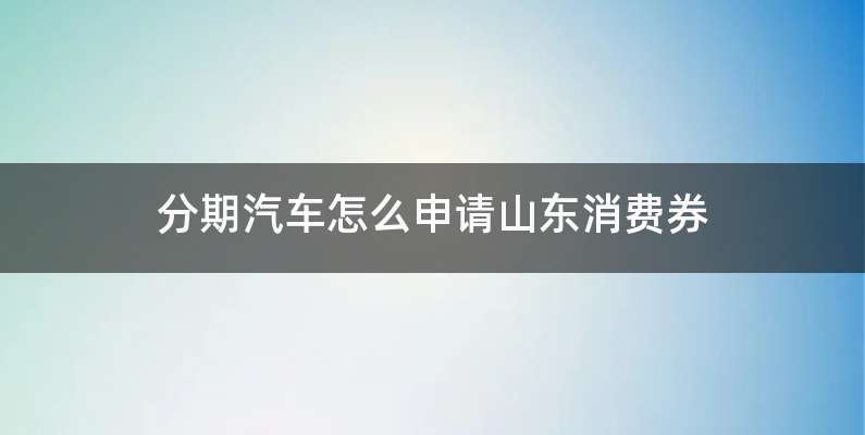 分期汽车怎么申请山东消费券