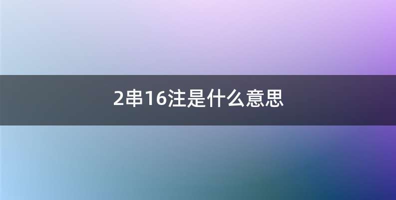 2串16注是什么意思