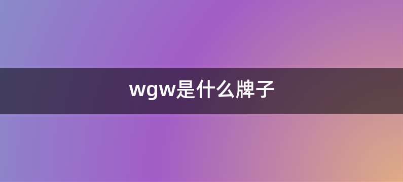 wgw是什么牌子