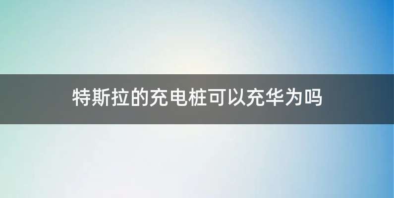 特斯拉的充电桩可以充华为吗