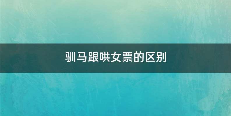 驯马跟哄女票的区别