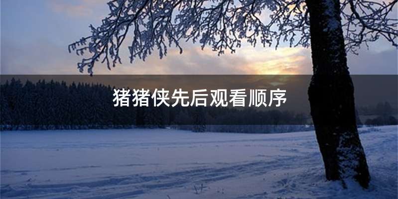 猪猪侠先后观看顺序