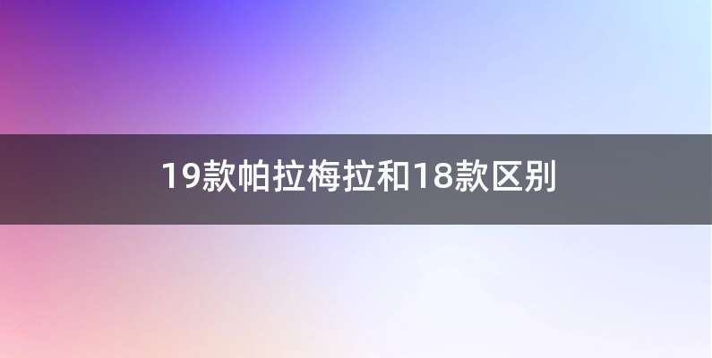 19款帕拉梅拉和18款区别