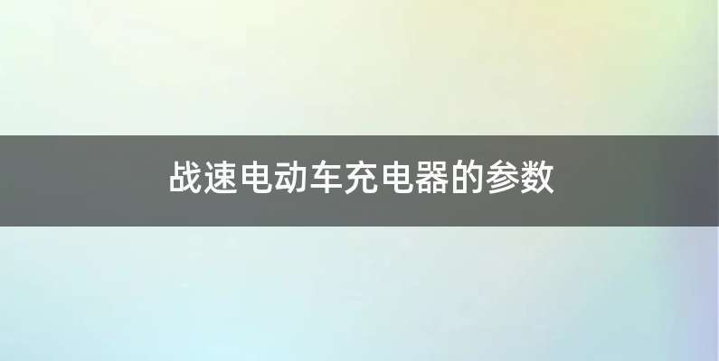 战速电动车充电器的参数