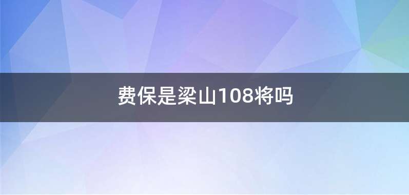 费保是梁山108将吗