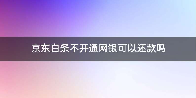 京东白条不开通网银可以还款吗