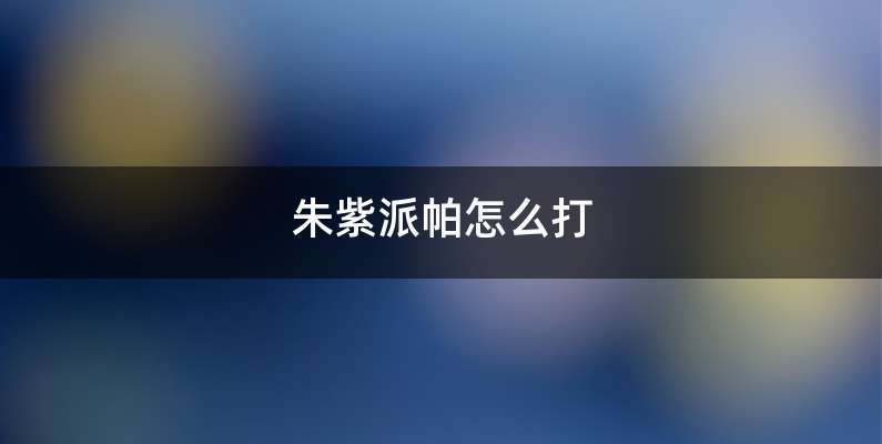 朱紫派帕怎么打