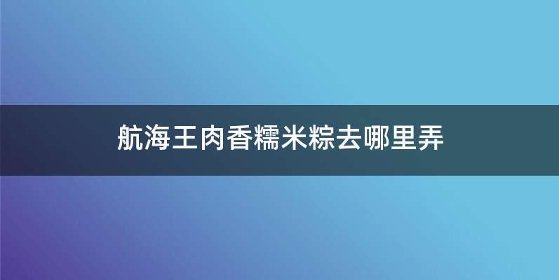 航海王肉香糯米粽去哪里弄