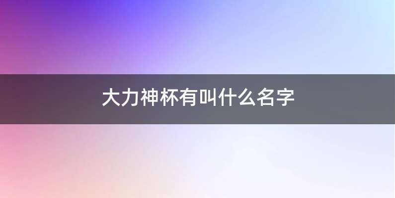 大力神杯有叫什么名字