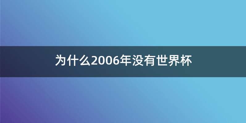 为什么2006年没有世界杯