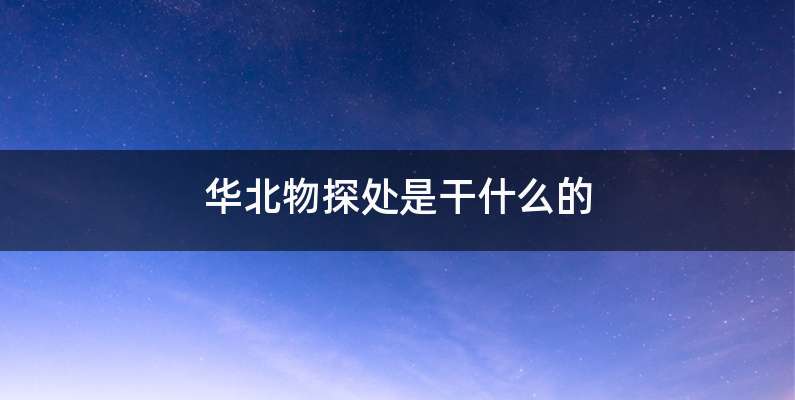 华北物探处是干什么的