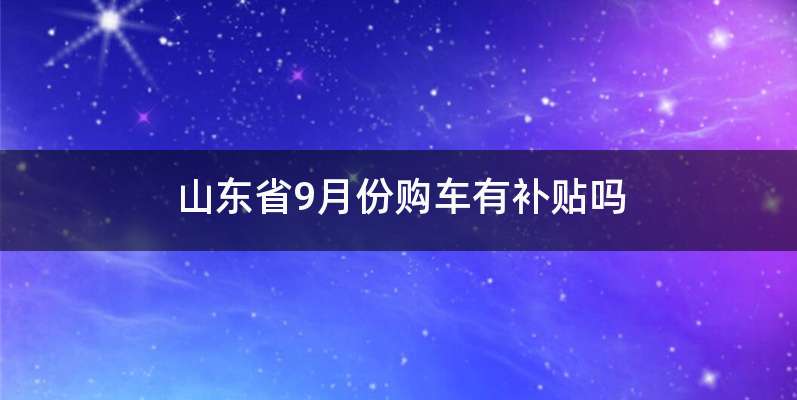 山东省9月份购车有补贴吗
