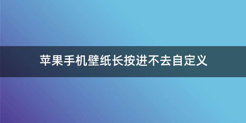 苹果手机壁纸长按进不去自定义