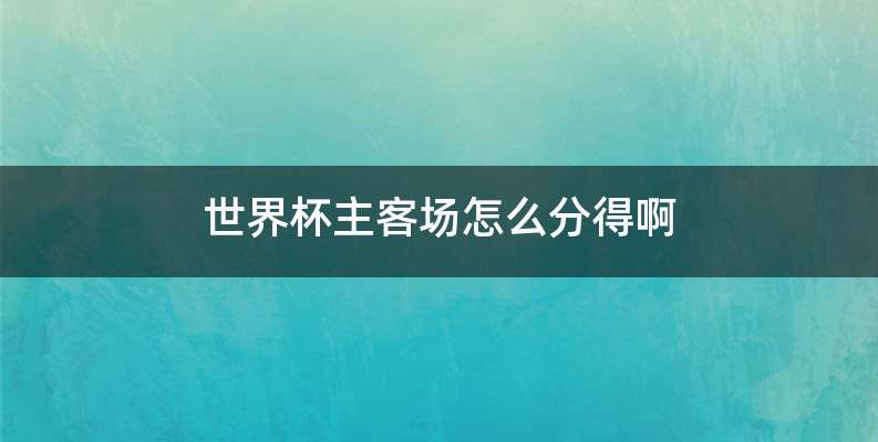 世界杯主客场怎么分得啊