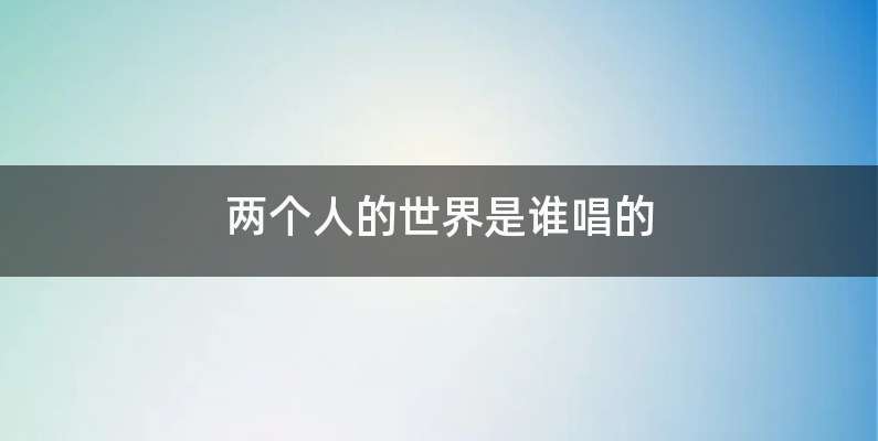 两个人的世界是谁唱的
