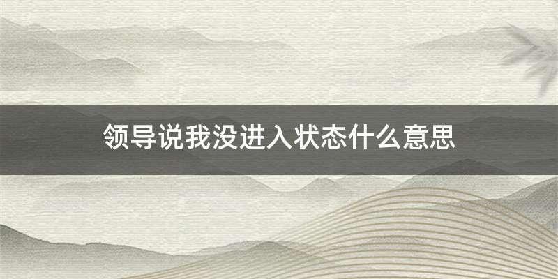 领导说我没进入状态什么意思