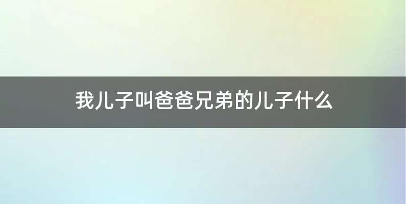 我儿子叫爸爸兄弟的儿子什么