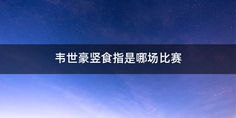 韦世豪竖食指是哪场比赛
