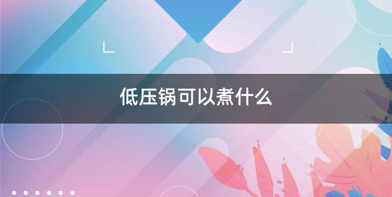 低压锅可以煮什么