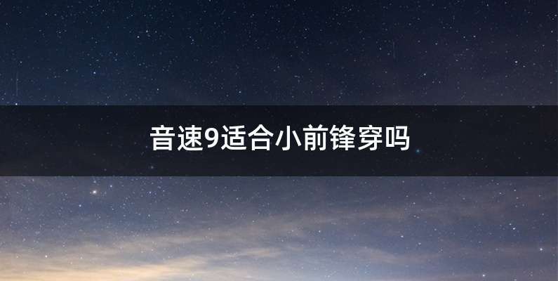 音速9适合小前锋穿吗