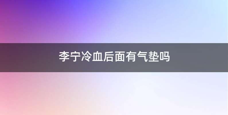 李宁冷血后面有气垫吗