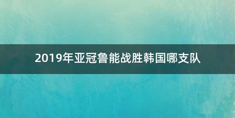 2019年亚冠鲁能战胜韩国哪支队