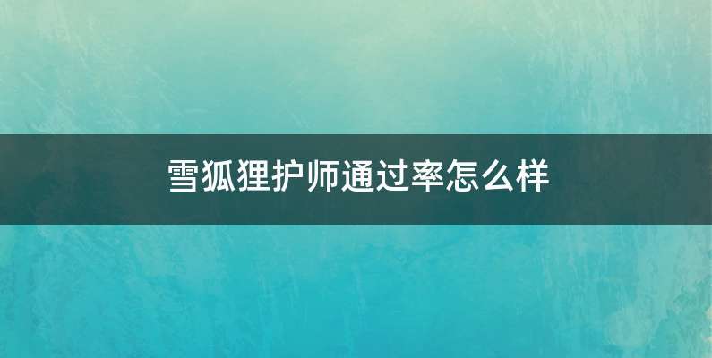 雪狐狸护师通过率怎么样