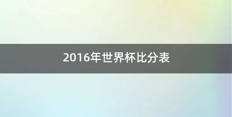 2016年世界杯比分表