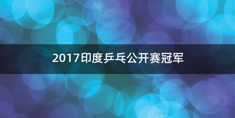 2017印度乒乓公开赛冠军