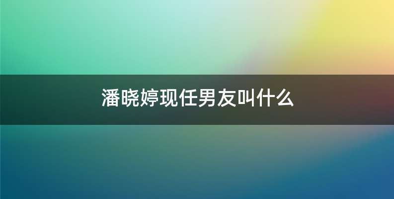 潘晓婷现任男友叫什么