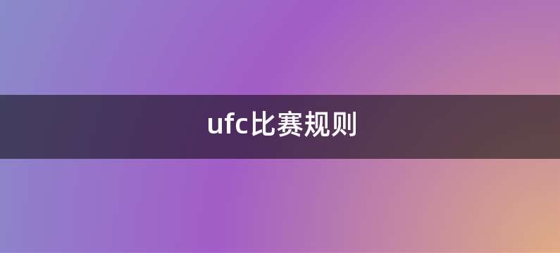 ufc比赛规则